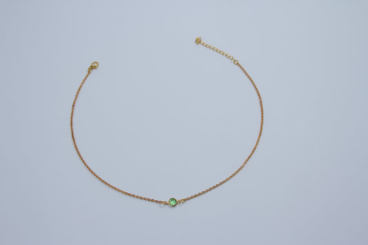 Green Swarovski Necklace - Gold