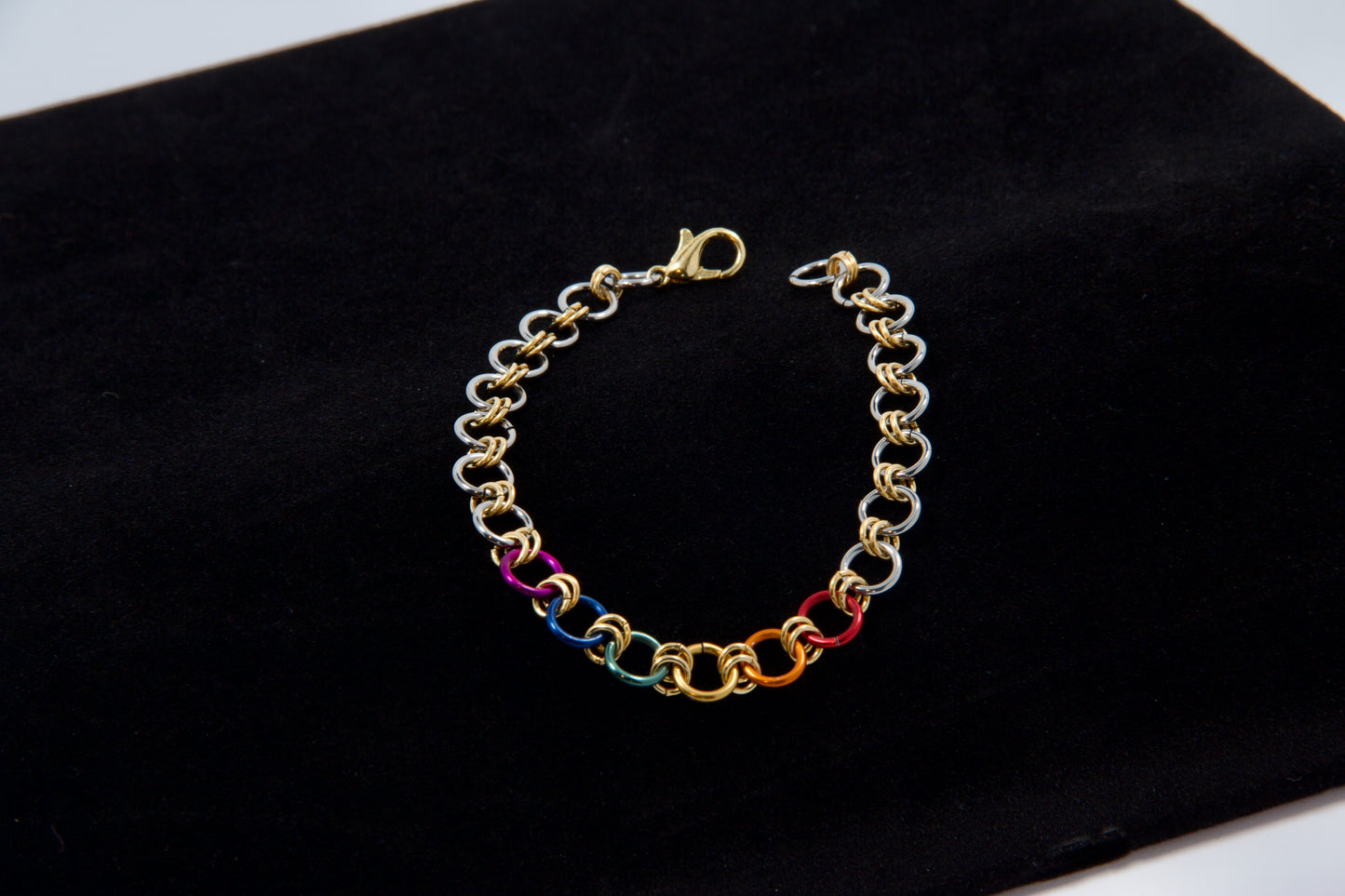 Rainbow steel bracelet - gold accents