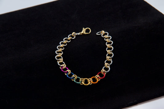 Rainbow steel bracelet - gold accents