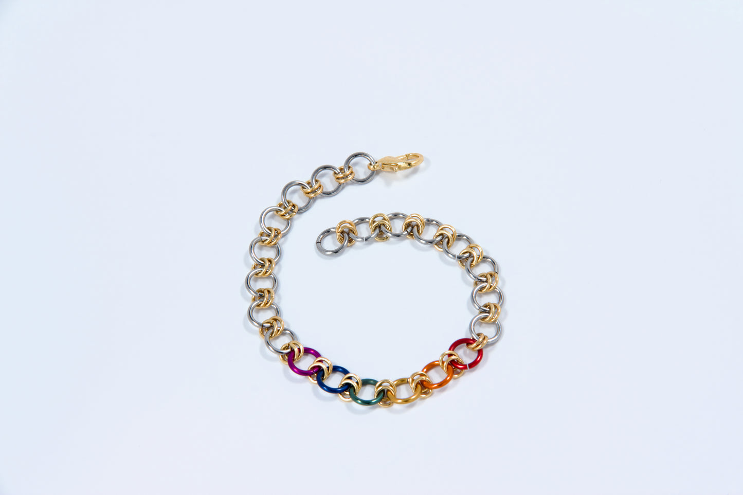 Rainbow steel bracelet - gold accents