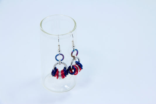 Trans Flag Loop Earrings - Silver