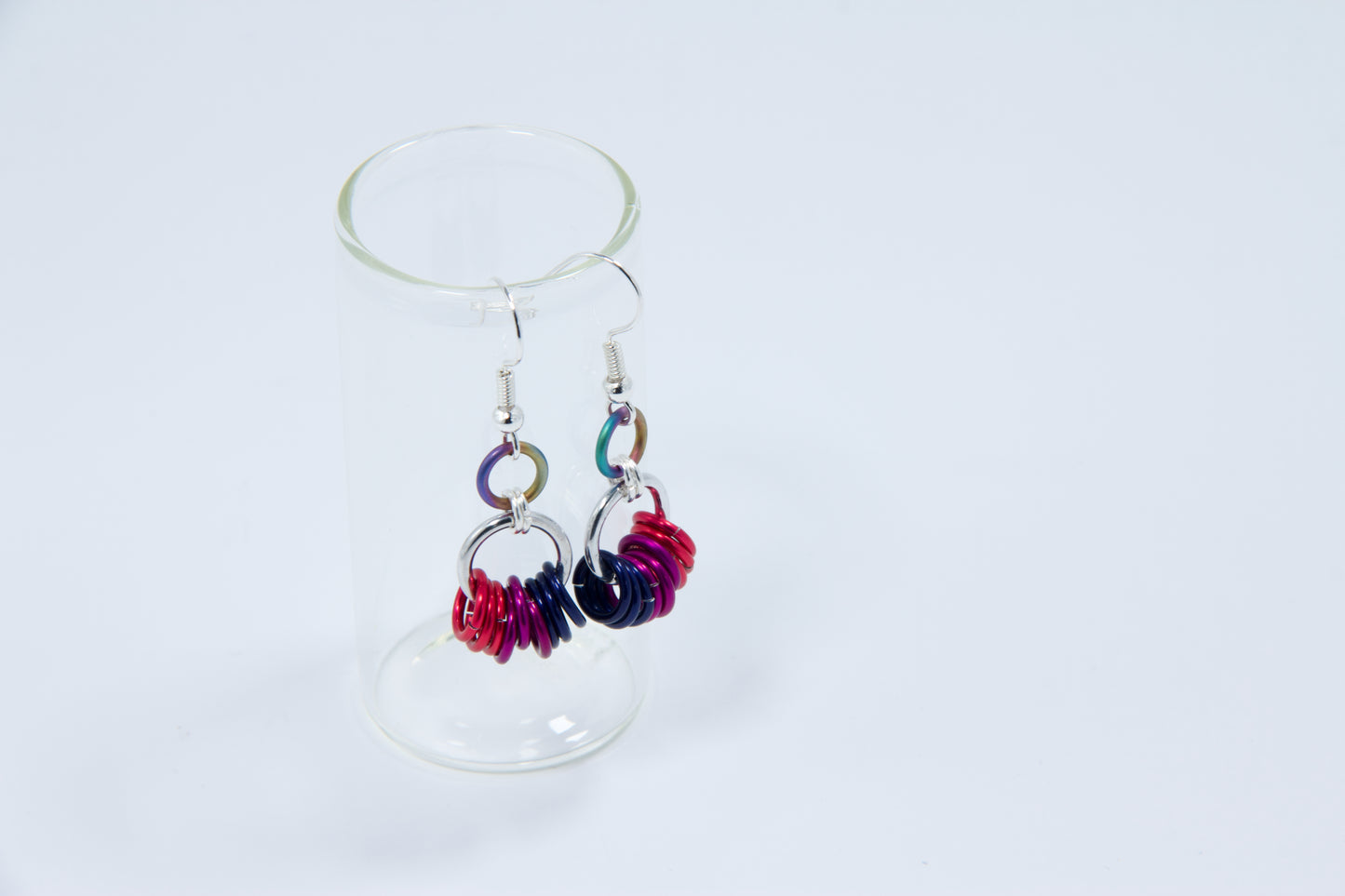 Bisexual Flag Loop Earrings - Silver