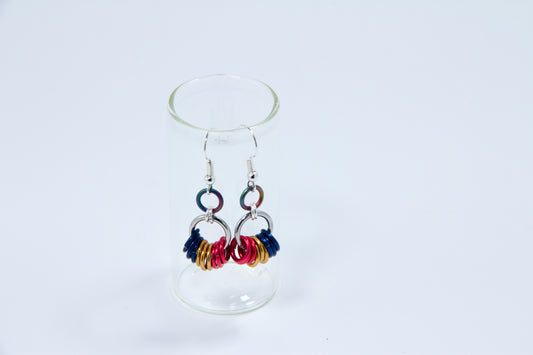 Pansexual Flag Loop Earrings - Silver