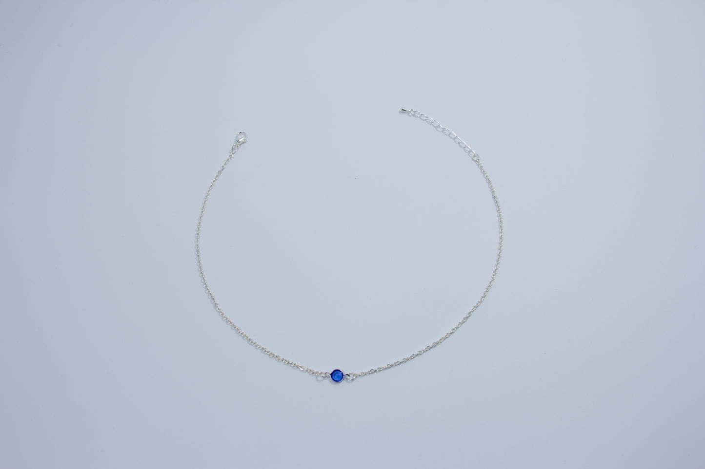 Navy Swarovski Necklace - Silver