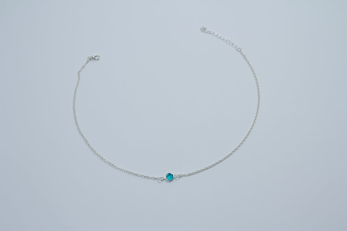 Teal Swarovski Necklace - Silver