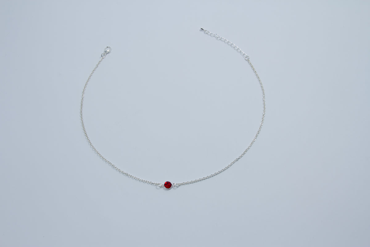 Red Swarovski Necklace - Silver