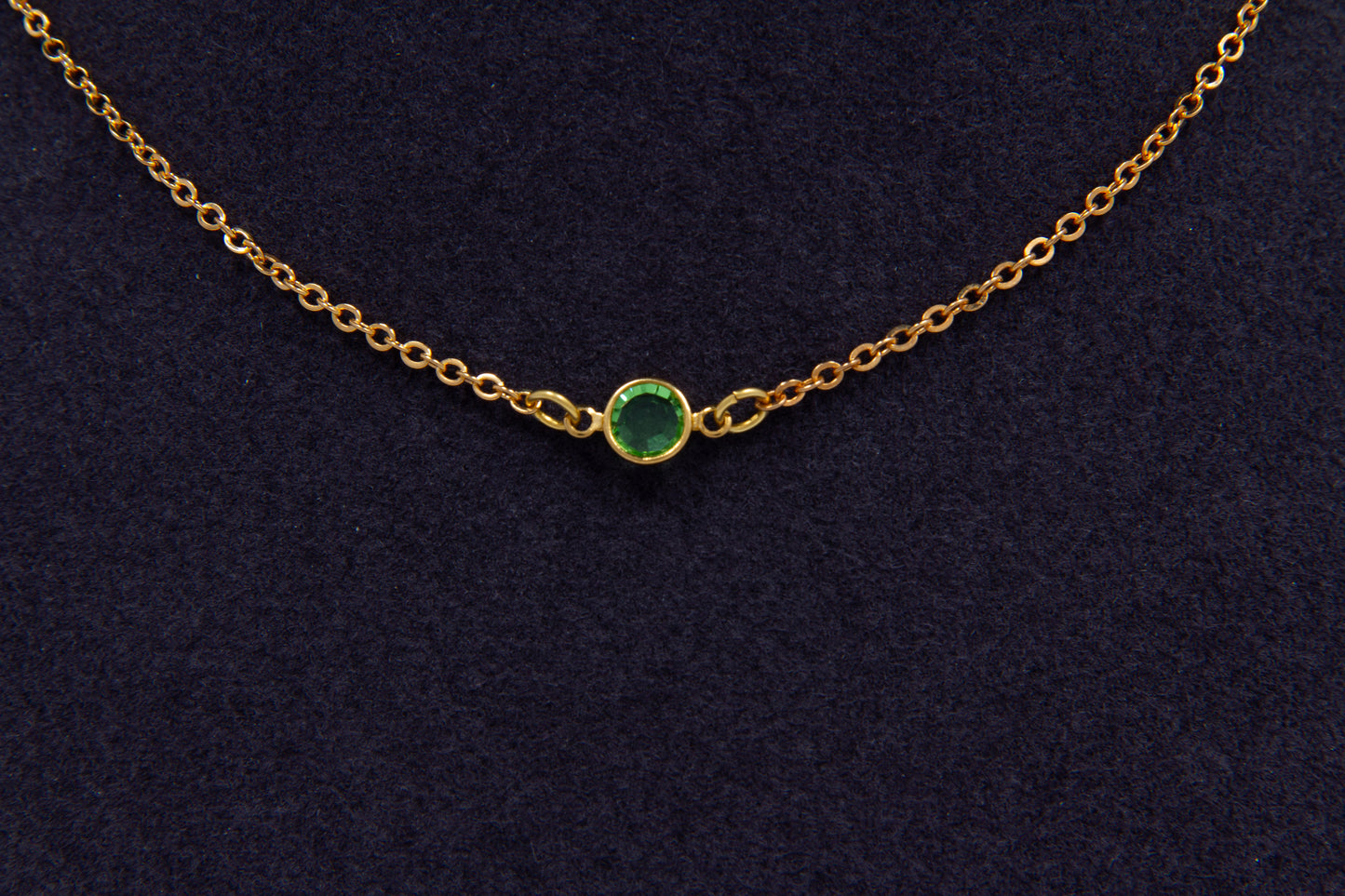 Green Swarovski Necklace - Gold