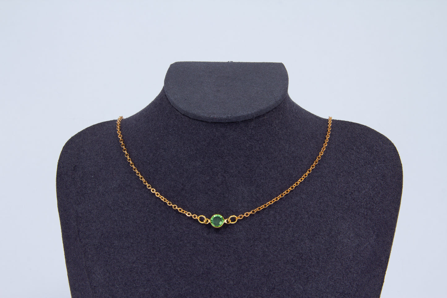 Green Swarovski Necklace - Gold