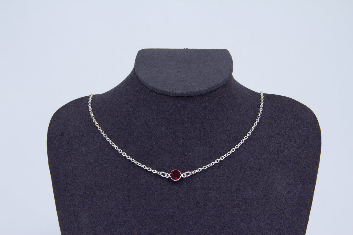 Red Swarovski Necklace - Silver
