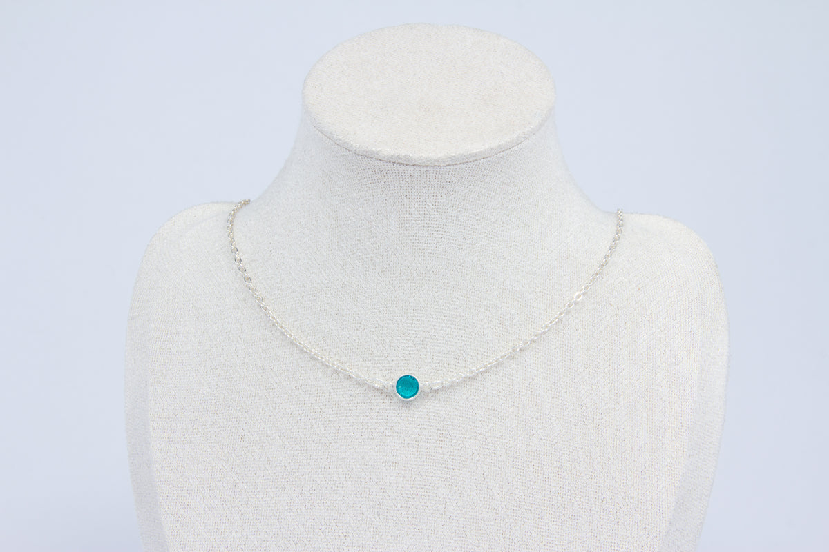 Teal Swarovski Necklace - Silver