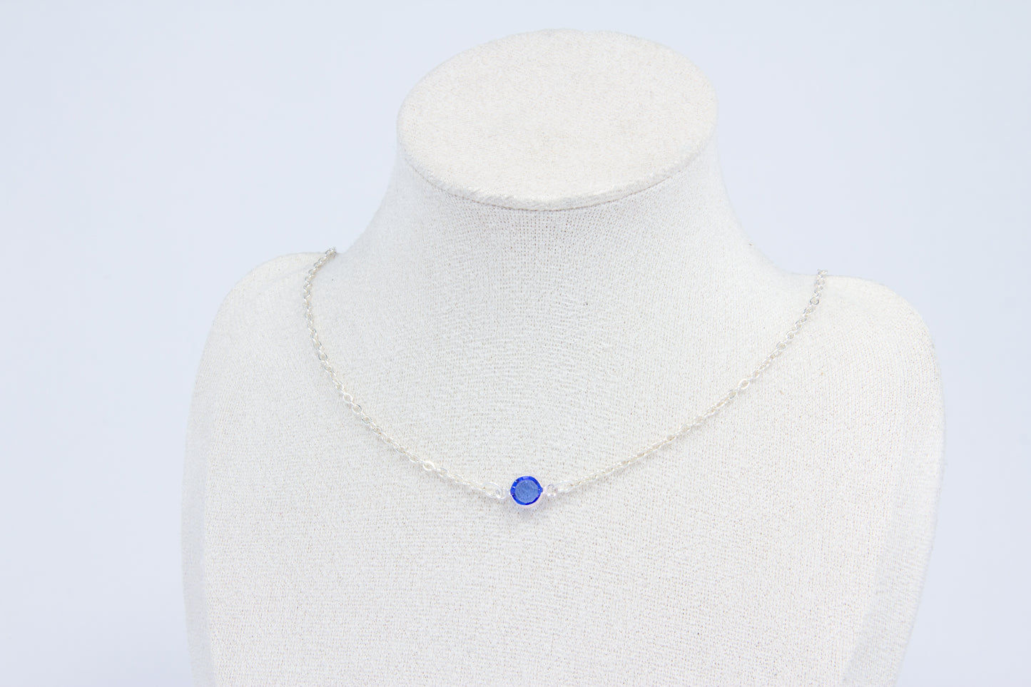 Navy Swarovski Necklace - Silver
