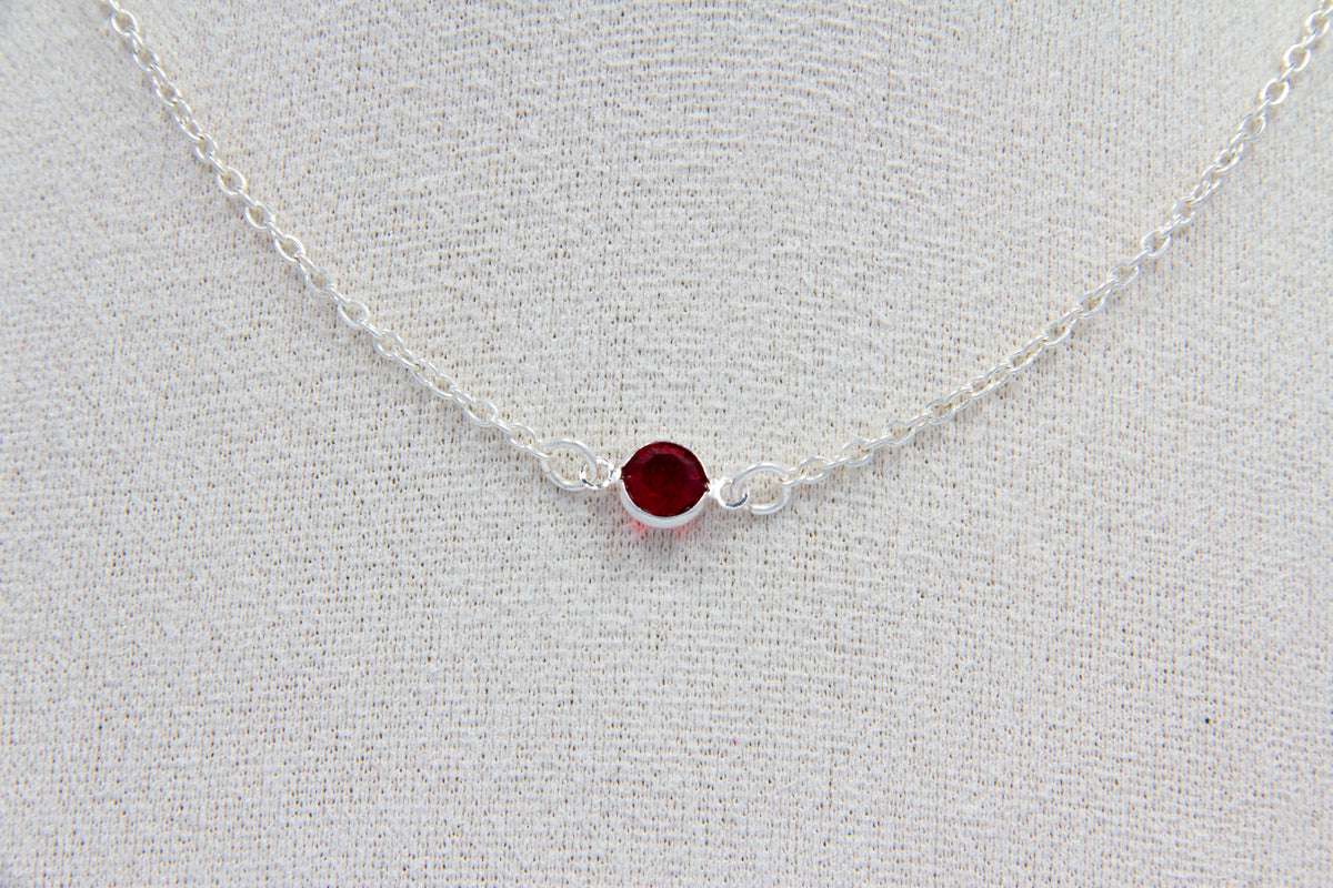 Red Swarovski Necklace - Silver