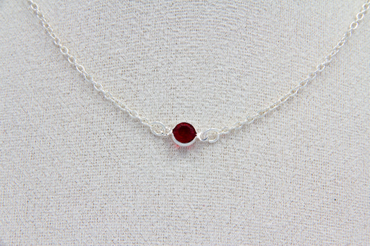 Red Swarovski Necklace - Silver