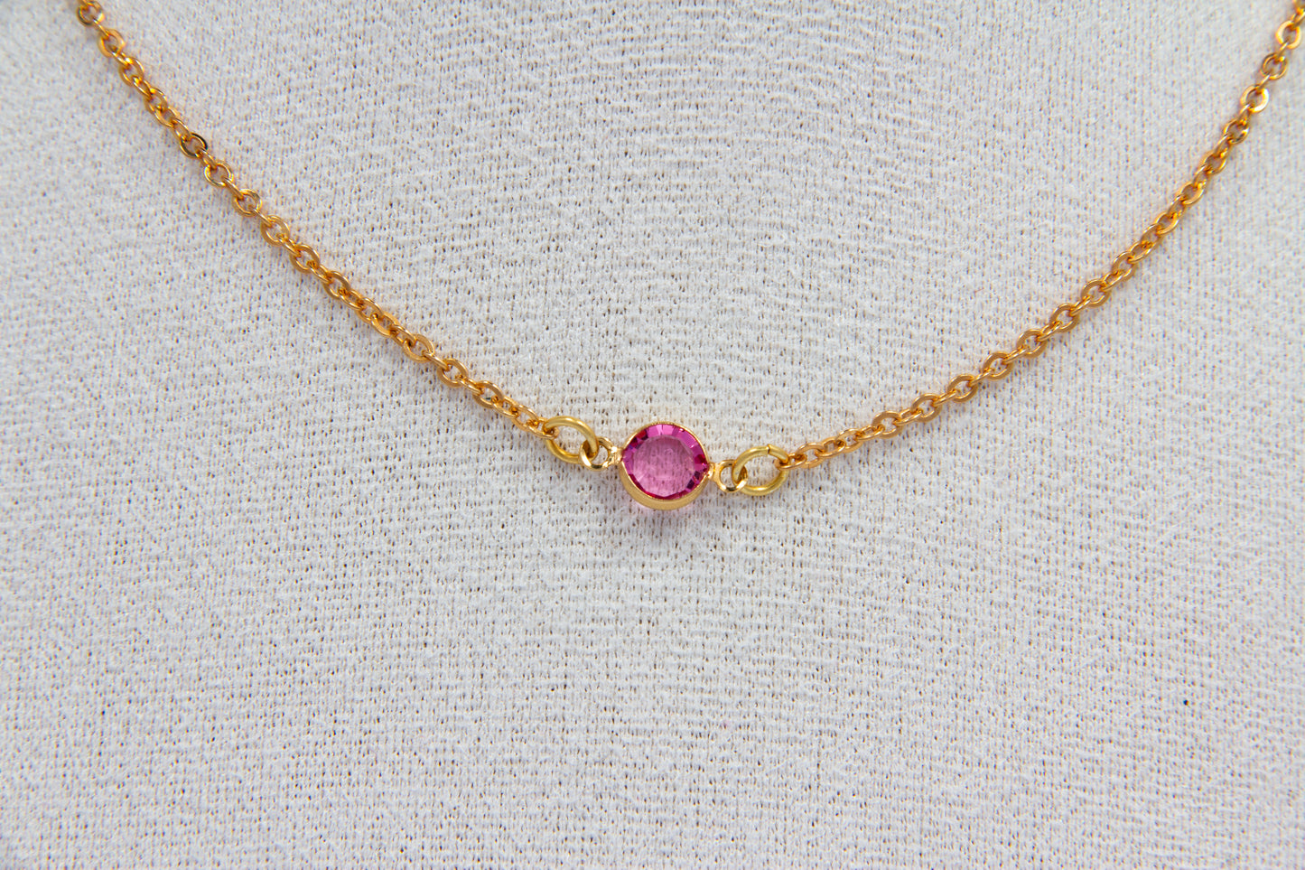 Lilac Swarovski Necklace - Gold