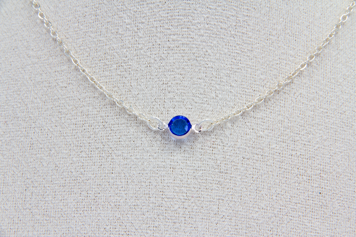 Navy Swarovski Necklace - Silver