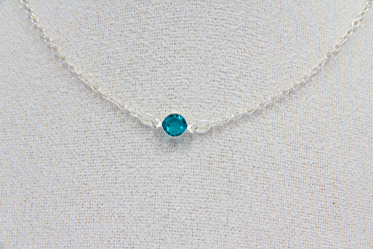 Teal Swarovski Necklace - Silver