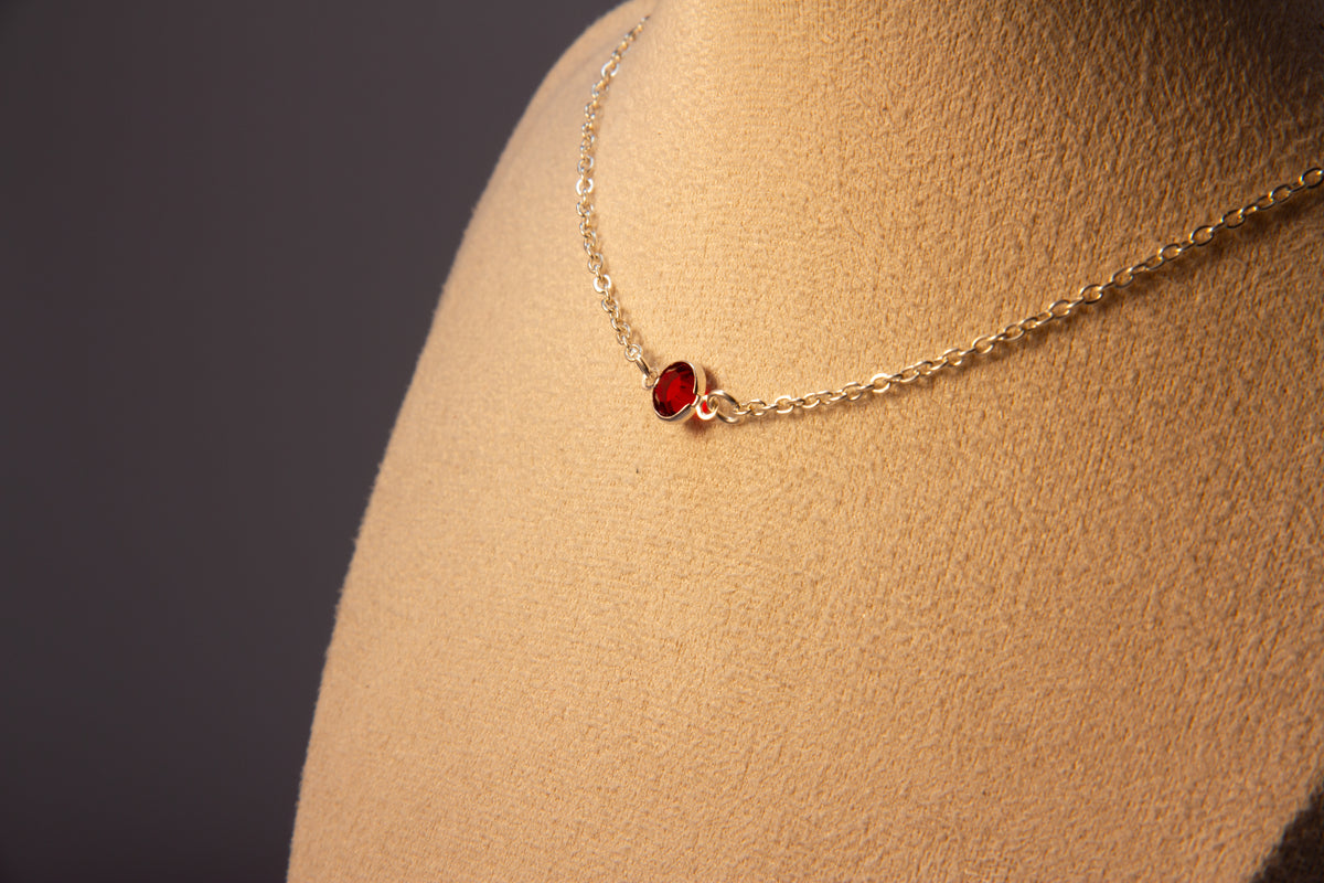 Red Swarovski Necklace - Silver