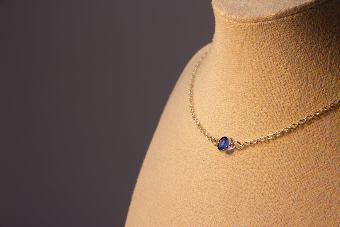 Navy Swarovski Necklace - Silver