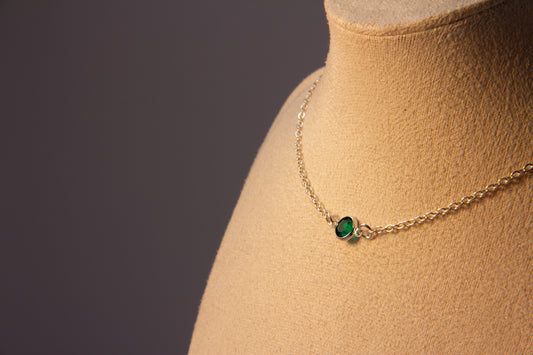 Green Swarovski Necklace - Gold