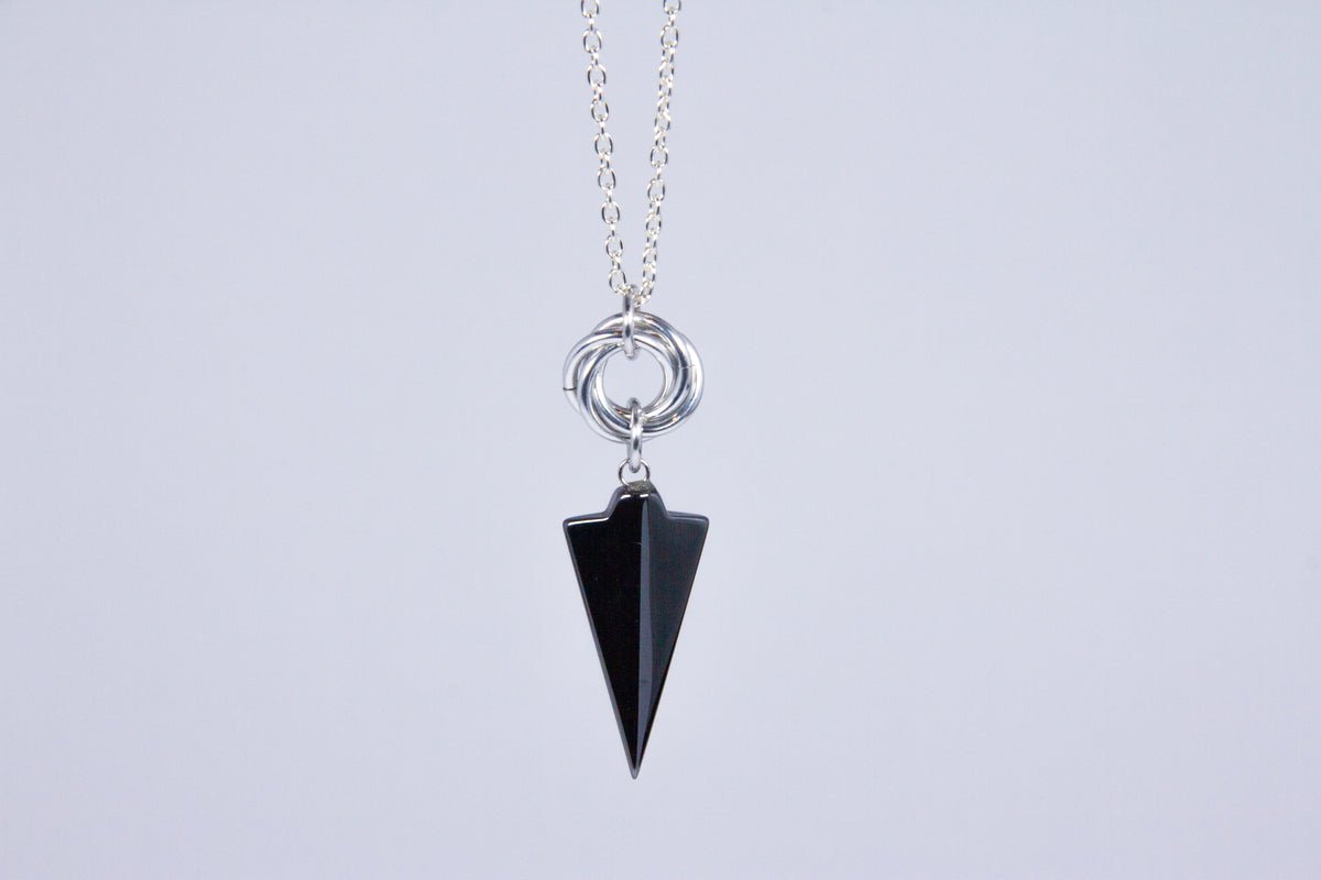 Hematite Mobius Pendant & Earring Set